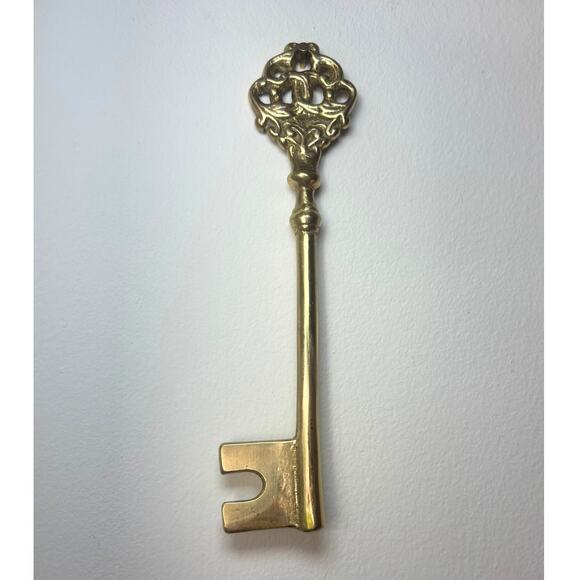 Vintage Brass Skeleton Key Wall Decor Ornate Large Brass Key, Wall Hanging - Picture 1 of 3